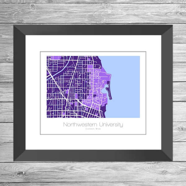 Northwestern University Map | University Art | Evanston Illinois Street | Chicago IL | School Poster