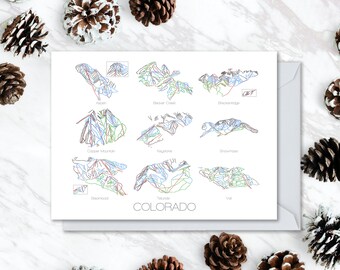 Biglietto d'auguri del Colorado Resorts Carta da sci Carta Snowboard Colorado Co Compleanno . Proprietà Holiday . Proprietà Christmas Matrimonio Grazie Cartolina