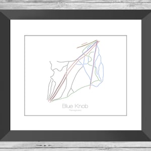 Blaue Knauf Karte Pennsylvania Pa Ski Snowboard Trail Karte Kunst --- Druck, Poster, Bild --- Rahmen, Geschenk --- Resort, Berg, Schnee, Winter