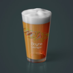 Boyne Pint Glass | Ski Beer Glass | Mountain Barware | Michigan | Snowboard | Drinking Glass (Copy)