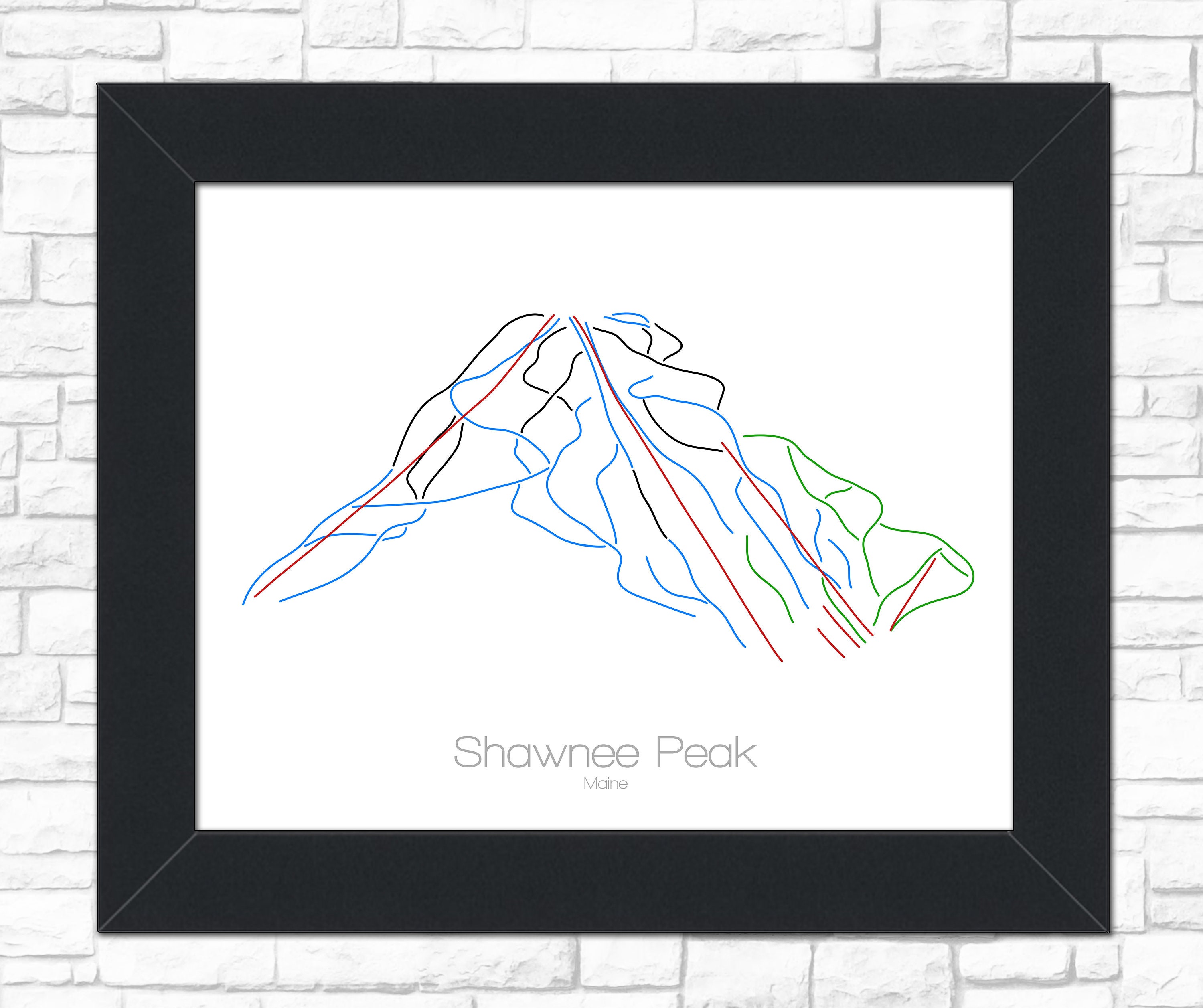 Shawnee Peak Trail Map Shawnee Peak Ski Map Trail Map Maine Modern Wall Art | Etsy Australia