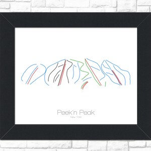 Peek’N Peak New York Ski | Carte des sentiers | Ny Ski Snowboard | Mountain Resort Art | Belleayre New York