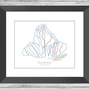 Gunstock Karte Skikarte | Bretton New Hampshire | Moderne Wandkunst | Resort Karte | Ski Geschenk | Snowboard Geschenk