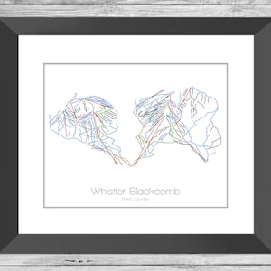 Whistler Ski Map | Whistler Canada | Modern Wall Art | Mountain Décor | Ski Gift