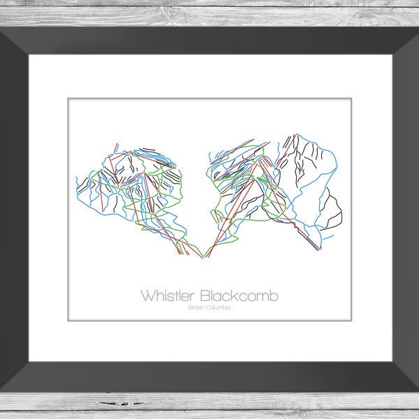 Whistler Ski Map | Whistler Canada | Modern Wall Art | Mountain Décor | Ski Gift