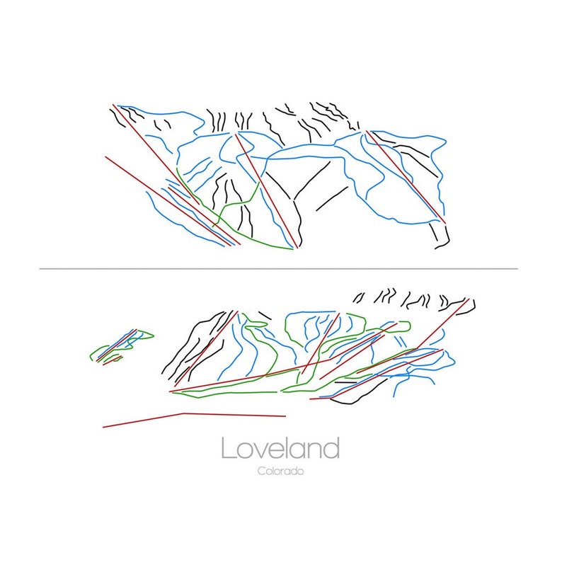 Loveland Ski Area Map Colorado Co Ski Snowboard Trail Art - Etsy