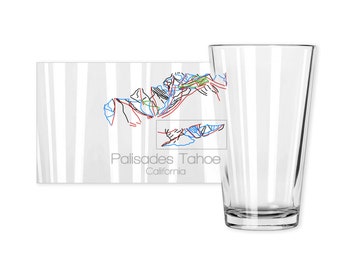 Palisades Squaw Valley Pint Glass | Ski Drinkware | Squaw Valley California | Beer Glass | Ski Gift | Snowboard | Mountain Barware