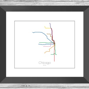 Chicago Metro Mapa / L Mapa del ferrocarril / Horizontal / Mapa del metro / Chicago Loop / Chicago Train / Illinois Map / Chicago Illinois / Chicago L