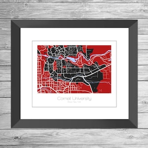 Cornell University Map | University Art | Ithaca Street | New York | School Poster