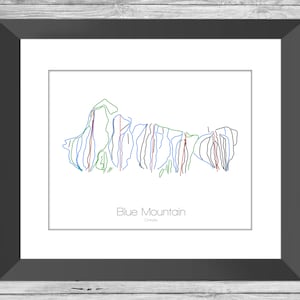 Mapa de esquí de Blue Mountain / Ontariocanada / Arte moderno de pared / Decoración de montaña / Regalo de esquí