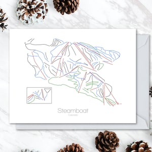 Carte de vœux Steamboat Springs (fr) Carte de ski Carte de snowboard (carte de snowboard) Colorado Co - France Anniversaire de l’anniversaire Vacances Noel Mariage Merci de vous. Carte postale