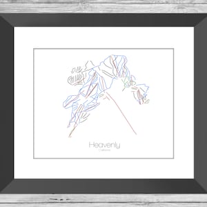 Himmlische Kalifornien Karte Ca Ski Snowboard Trail Art --- Druck, Poster, Bild --- Rahmen, Geschenk, Geschenk --- Resort, Berg, Schnee, Winter