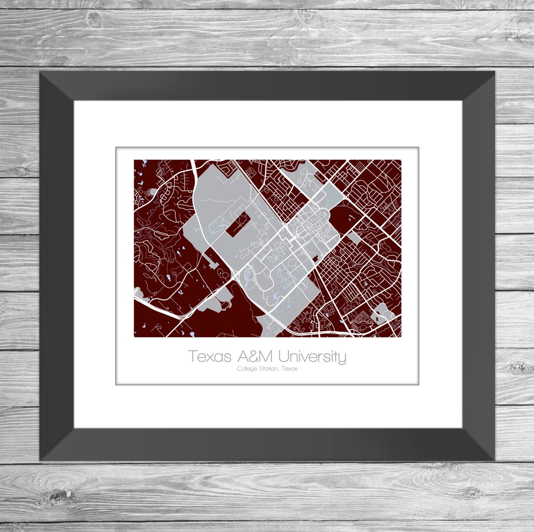 Texas A&amp;M Map | University Art | College Station Texas Street | Tx ...