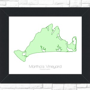 Martha Weinberg Karte Massachusetts MA Kunst --- Druck, Poster, Bild --- Geschenk- --Strand, Insel, Ozean, Resort, Sommer, Neuengland
