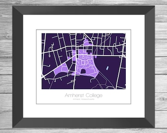 Amherst College Map | University Art | Massachusetts Street | MA | School Poster