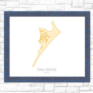 Sea Island Georgia GA Mapa arte --- impresión, Cartel, Imagen --- Regalo, Presente - Playa, Isla, Océano, Resort, Verano, Barco, Náutico