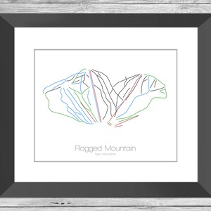 Mapa de montaña irregular New Hampshire Nh Ski Snowboard Trail Mapa Arte --- impresión, póster, marco de --- de imagen, regalo, estación de --- de regalos, montaña