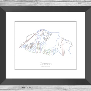 Cannon Map New Hampshire Snowboard Snowboard Trail Art --- Print, Poster, Bild --- Rahmen, Geschenk, Geschenk --- Resort, Berg, Schnee, Winter