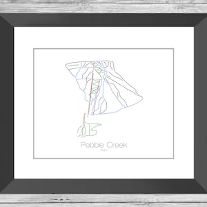 Kieselbach Karte Idaho Id Ski Snowboard Karte Kunst --- Druck, Poster, Bild --- Rahmen, Geschenk, Geschenk --- Resort, Berg, Schnee, Winter