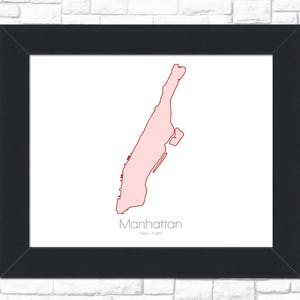 Manhattan NYC New York City Karte Kunst --- Druck, Poster, Bild --- Geschenk, Geschenk -- Strand, Insel, Ozean, Resort, Sommer, Brooklyn