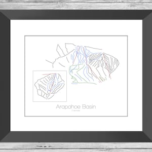 Arapahoe Basin Colorado Art / Ski Map / Decoración de montaña / Regalo de esquí / Colorado Present / Co Wall Art