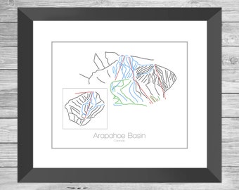 Arapahoe Basin Colorado Art | Ski Map | Mountain Décor | Ski Gift | Colorado Present | Co Wall Art