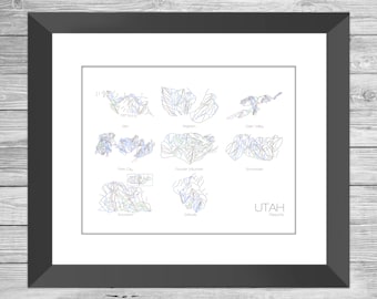 Utah Ski Resort Mountain Collection Art - Alta, Brighton, Park City, Canyons, Powder Mountain, Snowbasin, Snowbird, Solitude