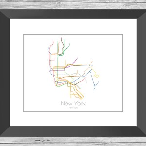 Mappa della metropolitana di New York / Mappa del treno / Mappa metropolitana / Metropolitana di New York / Manhattan / Brooklyn / Queens / Bronx / Nyc Gift / New York Art