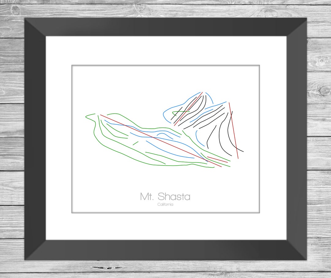 Mt. Shasta Map California Ca Ski Snowboard Trail Map Art --print ...