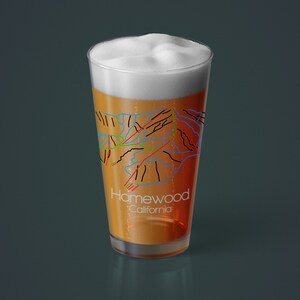 Homewood Pint Glass | Ski Drinkware | Homewood California | Beer Glass | Ski Gift | Snowboard | Mountain Barware | Ca Drinking Glass