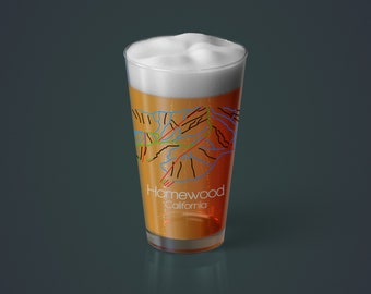 Homewood Pint Glass | Ski Drinkware | Homewood California | Beer Glass | Ski Gift | Snowboard | Mountain Barware | Ca Drinking Glass