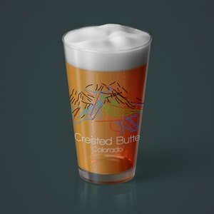 Crested Butte Pint Glass | Ski Drinkware | Crested Butte Colorado | Beer Glass | Ski Gift | Snowboard | Mountain Barware | Co Drinking Glass