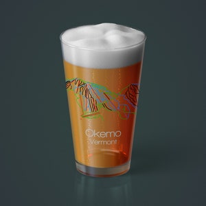 Okemo Pint Glass | Ski Drinkware | Okemo Vermont | Beer Glass | Ski Gift | Snowboard | Mountain Barware | Vt Drinking Glass