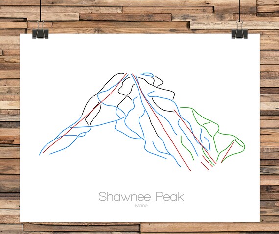 Shawnee Peak Trail Map Shawnee Peak Ski Map Trail Map Maine Modern Wall Art | Etsy Australia