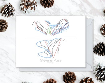Steven'S Pass Greeting Card | Ski Card | Snowboard Card | Washington | Birthday | Holiday | Christmas | Wedding | Thank You | Postcard