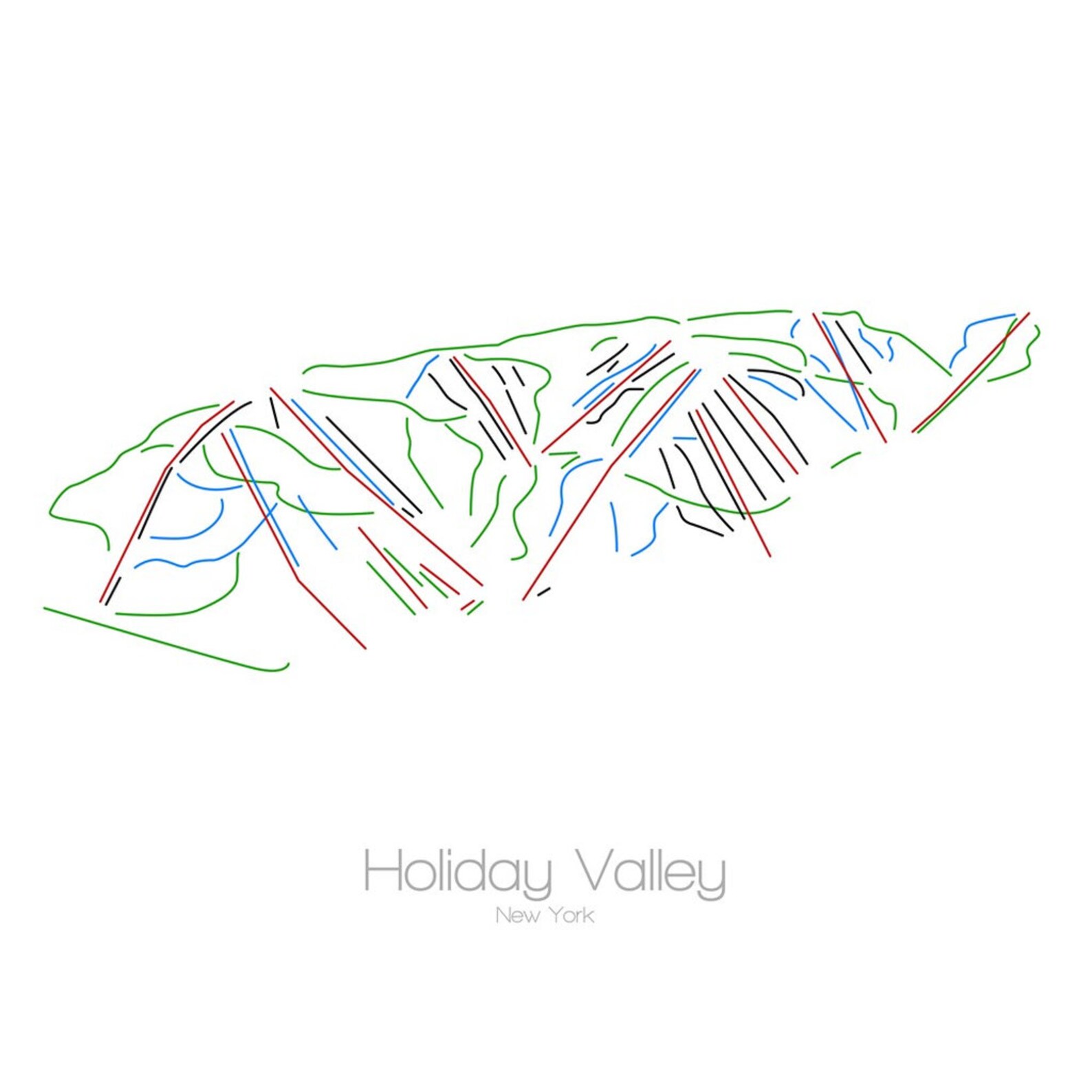 Holiday Valley Ski Trail Map Ny Ski Snowboard Mountain - Etsy