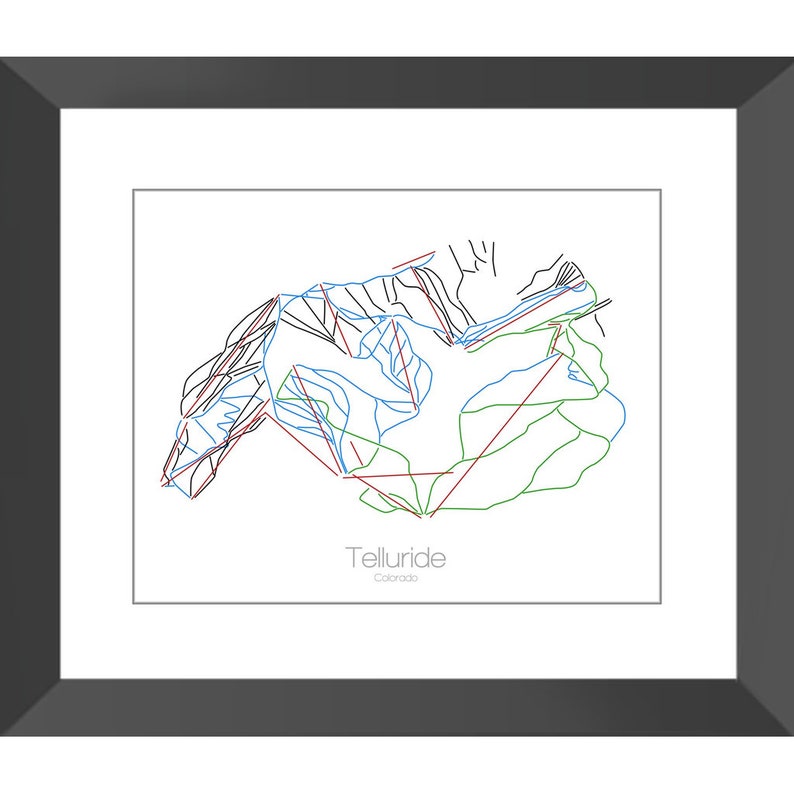 Ski Gift Telluride Ski Map Modern Wall Art Mountain D\u00e9cor Telluride Colorado