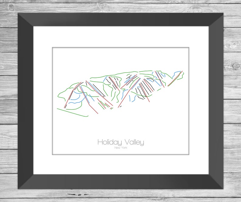 Holiday Valley Ski Trail Map Ny Ski Snowboard Mountain | Etsy