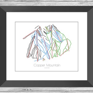 Copper Mountain Map (No Bowls) Colorado Co Ski Snowboard Trail Map Art --- Print, Poster, Picture --- Gift, Present --- Resort, Mountaine
