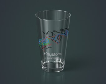 Keystone Pint Glass | Ski Drinkware | Keystone Colorado | Beer Glass | Ski Gift | Snowboard | Mountain Barware | Co Drinking Glass