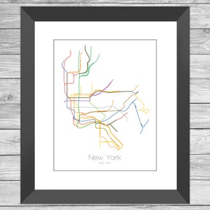 New York City Subway Map Vertical / Mappa del treno / Mappa della metropolitana / Nyc Subway / Manhattan / Brooklyn / Queens / Bronx / Nyc Gift / New York Art