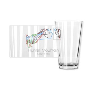 Hunter Mountain Pint Glass | Ski Beer Glass | Mountain Barware | New York | Snowboard | Drinking Glass