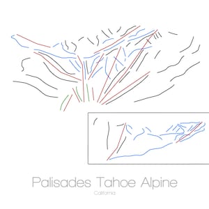 Palisades Tahoe Alpine Mapa California Ca Ski Snowboard Trail Arte --- impresión, póster, foto --- regalo, presente --- resort, montaña, nieve