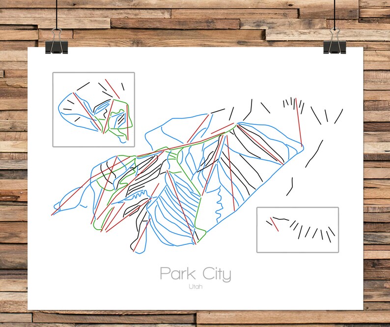Park City Map Utah Ut Ski Snowboard Trail Map Art Print Etsy