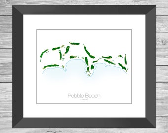 Pebble Beach Map | Pebble Beach Golf Course | Golf Wall Art | Golf Gift | Golf Present | California Golf