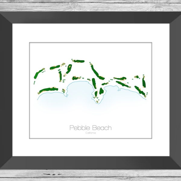 Pebble Beach Map | Pebble Beach Golf Course | Golf Wall Art | Golf Gift | Golf Present | California Golf