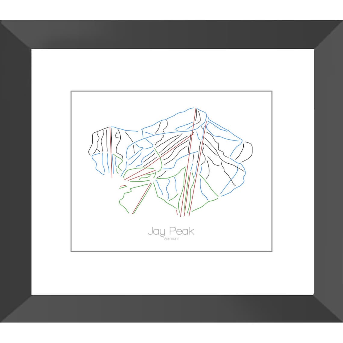 Jay Peak Map Vermont Vt Ski Snowboard Trail Map Art --- Print, Poster ...