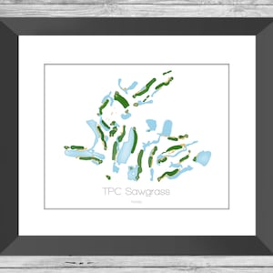 Tpc Sawgrass Golf Map / Pga / Golf Course / Golf Wall Art / Golf Gift / Golf Present / Florida Golf