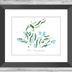 Tpc Sawgrass Golf Map | Pga | Golf Course | Golf Wall Art | Golf Gift | Golf Present | Florida Golf