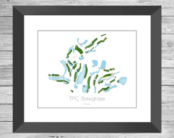 Tpc Sawgrass Golf Map | Pga | Golf Course | Golf Wall Art | Golf Gift | Golf Present | Florida Golf